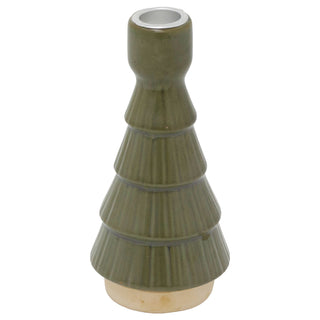 Christmas Tree Candle Holder, 16cm Green Candlestick Holder with Metal Cup