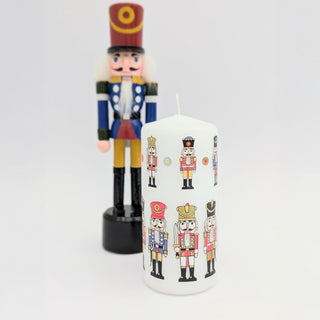 Nutcracker Christmas Pillar Candle | Festive Candle Nutcracker Design - 13cm