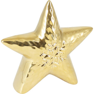 Gold Ceramic Christmas Star | Golden Star Ornament Festive Decoration - 11cm
