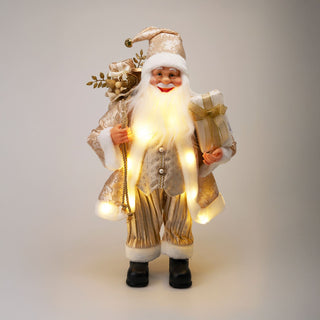 Large LED Gold Santa Claus | Light-up Christmas Standing Santa Figurine - 60cm