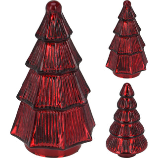 Red Glass Christmas Tree | Freestanding Mottled Gold Tree Ornament - 20cm