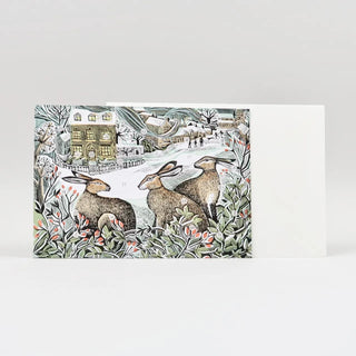 We Three Hares Advent Calendar Greetings Card | Christmas Advent Card & Envelope