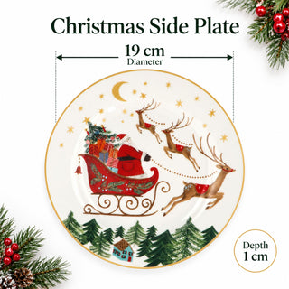 Santa Sleigh Christmas Side Plate, Gisela Graham Bone China, 19cm