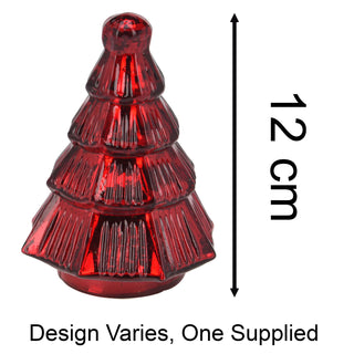 Red Glass Christmas Tree | Freestanding Mottled Red Tree Ornament - 13cm