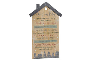 50cm Christmas Wall Plaque Christmas Rules Sign | Christmas Decoration Wooden Hanging Sign | Xmas Plaque Wall Hanging Decoration