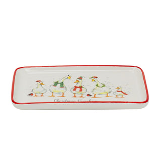 Christmas Quackers Ceramic Duck Plate | Festive Christmas Serving Dish 22x12cm
