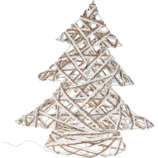 Illuminated Jute Christmas Tree with Glitter | Warm White LED Tree Light - 30cm