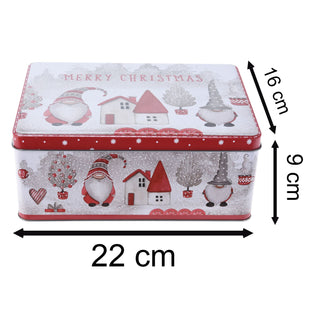 Gonk Christmas Biscuit Tin | Nordic Gnome Cookie & Cake Storage Tin - 22x16cm