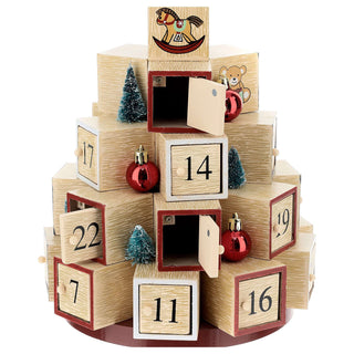 Christmas Tree Advent Calendar | Wooden Toy Block Tree with Glittery Star - 30cm