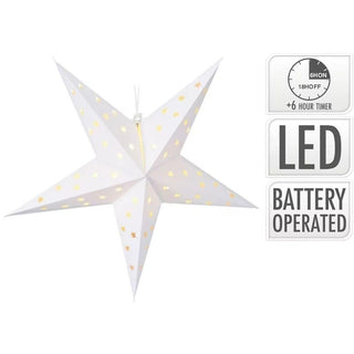 White LED Christmas Star | Christmas Paper Star Light Hanging Decoration - 60cm
