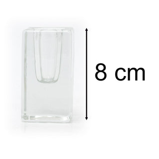 Clear Glass Candlestick | Square Glass Taper Dinner Candle Holder - 8cm