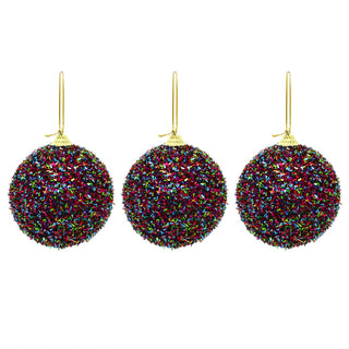 Pack Of 3 Multicoloured Tinsel Christmas Tree Baubles | 3 Piece Christmas Tree Hanging Ornament | Xmas Baubles Christmas Baubles Christmas Decorations