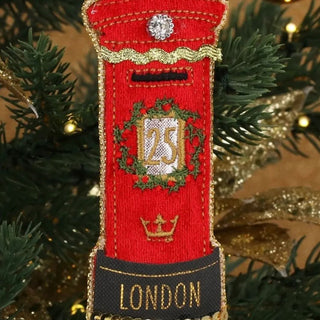 London Postbox Bauble | Luxury Fabric Christmas Tree Hanging Ornament - 11cm