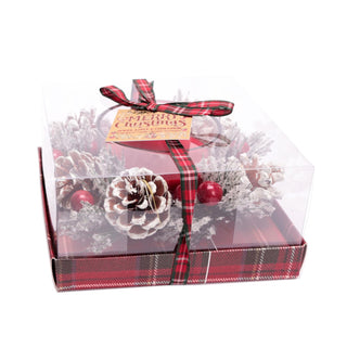 Christmas Wreath Scented Fragranced Candle Pot Ornament ~ Xmas Table Centrepiece Decoration ~ Red Wax - Spiced Apple & Cinnamon