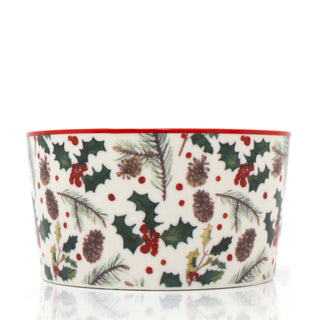 Christmas Mistletoe Serving Set | 2 Ceramic Snack Bowls with Bamboo Paddle Tray