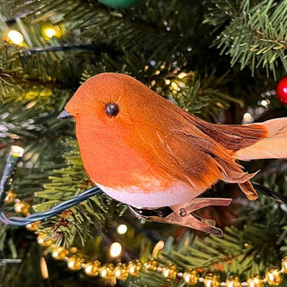 Clip on Robin Decoration | Christmas Tree Robin Ornament with Silver Clip