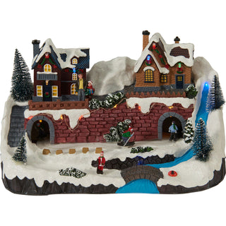 LED Christmas Village with Moving Cars or Skiers, Random Design, 33 cm