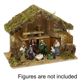 LED Traditional Wooden Nativity Stable with Lights | Christmas Nativity Scene