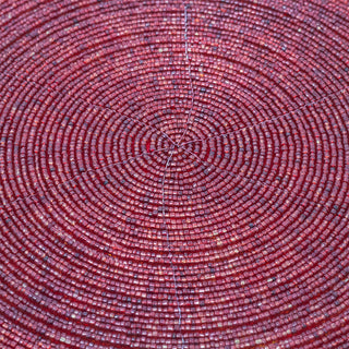 Red Beaded Glass Placemat | Round Red Kitchen Dining Table Place Mat - 30cm