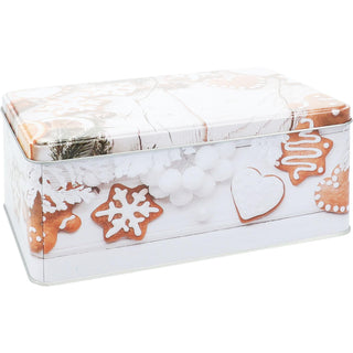 Set of 3 Gingerbread Christmas Storage Tins | Festive Rectangle Nesting Tins