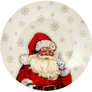 Ceramic Santa Claus Christmas Dinner Plate, 26.5cm Festive Snowflake Design