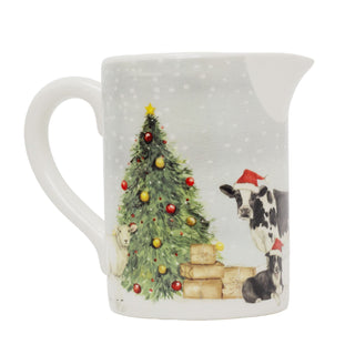 Christmas on the Farm Ceramic Jug | Festive Stoneware Jug with Farm Animals