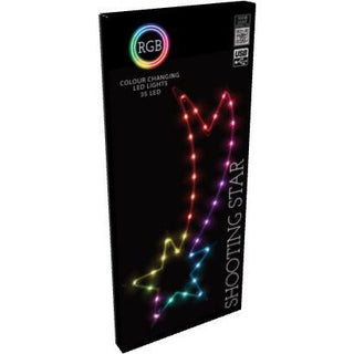 Shooting Star LED RGB Light | 35 LED Colour Changing Star Decoration - 25x60cm