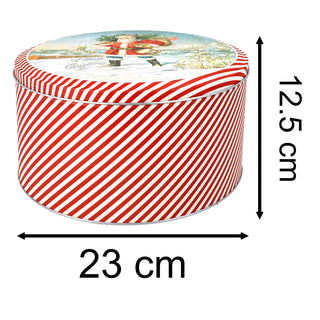 Nostalgic Santa Christmas Cake Tin | Festive Round Kitchen Storage Tin - 23x12cm