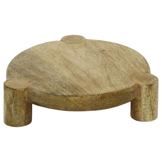 Set of 3 Round Mango Wood Serving Platters, Raised Serving Boards
