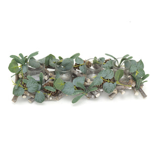 39cm Alpine Sage Four Christmas Tealight Candle Holder | Three Christmas Garland Tea Light Holder | Christmas Candle Centerpiece