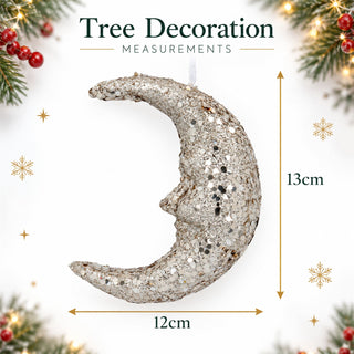 Gisela Graham Gold Moon Christmas Decoration, 13cm Hanging Ornament