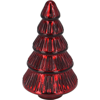 Red Glass Christmas Tree | Freestanding Mottled Gold Tree Ornament - 20cm