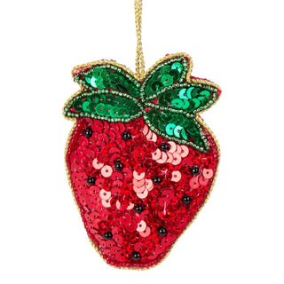 Strawberry Beaded Christmas Tree Bauble | Colourful Fruit-shaped Tree Ornaments