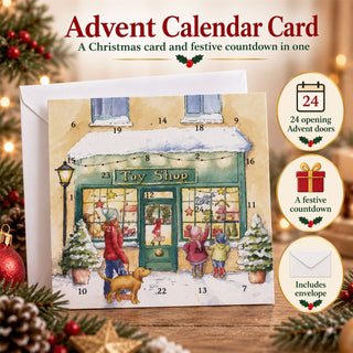 Toy Shop Christmas Advent Calendar Greetings Card, Traditional 24 Door Card