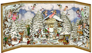 Deluxe Traditional Card Advent Calendar Large - Alpine Christmas With Slide In Figures