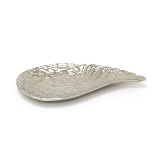 Exquisite Silver Aluminium Angel Wing Display Dish | Feather Trinket Vanity Tray