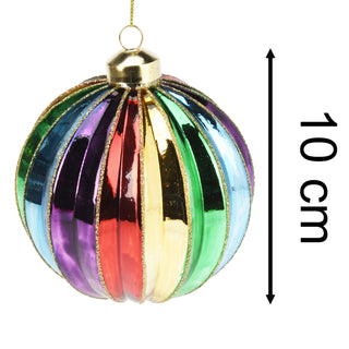 Large Rainbow Christmas Bauble | Multicoloured Christmas Tree Ornament - 10cm