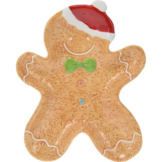 Medium Ceramic Gingerbread Cookie Snack Bowl | Festive Christmas Dish - 24cm