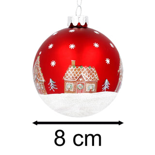 Gingerbread House Red Christmas Bauble | Christmas Tree Hanging Ornament - 8cm