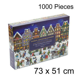 Winter Evening In The Town Christmas Advent Calendar Jigsaw Puzzle 1000 Piece