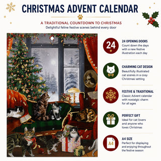 Cats at the Window Christmas Advent Calendar, A4 Traditional Picture Calendar