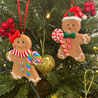 Gingerbread Cookie Christmas Bauble | Christmas Tree Hanging Decoration - 10cm