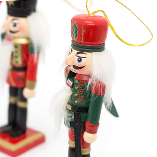 Set Of 2 12cm Traditional Christmas Nutcracker Soldiers | Christmas Figures Hanging Christmas Decorations | Christmas Ornaments Tree Baubles