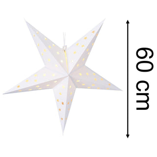 White LED Christmas Star | Christmas Paper Star Light Hanging Decoration - 60cm