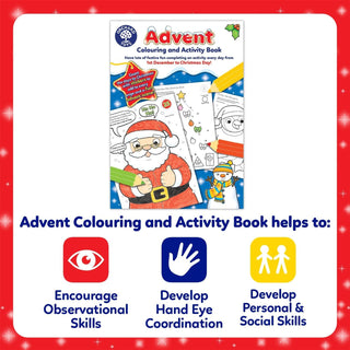 Christmas Advent Colouring and Activity Book, A4 with Stickers & Puzzles
