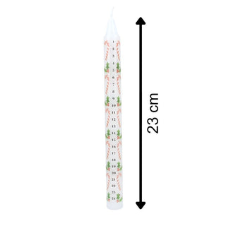 Candy Cane Advent Candle | Numbered Christmas Countdown Advent Calendar - 23cm