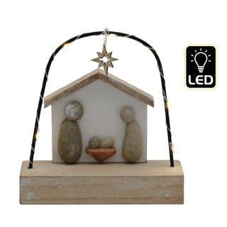 LED Pebble Nativity Set Decoration | Mini Light-up Nativity Scene Ornament 15cm