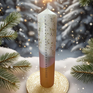 The Colour Emporium Gilded Silver Hand-dipped Christmas Advent Pillar Candle