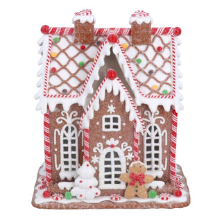 Light Up Gingerbread House, Gisela Graham Candy Cane Christmas Decoration 24cm
