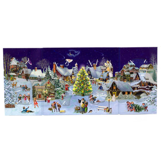 Winter Village Christmas Advent Calendar | 3D Slide-In Figures & Fold-Out Design